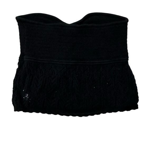 American Eagle black cinced front cropped crochet tube Top XL - Picture 6 of 12